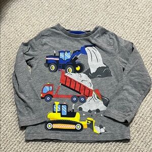 Mini Boden Kids Construction Vehicle Graphic Long Sleeve Shirt